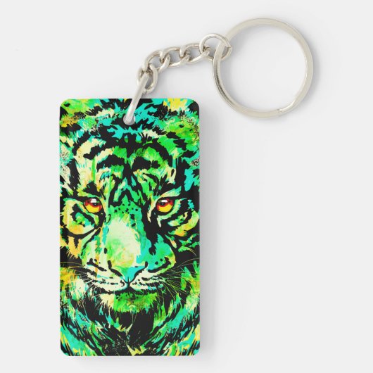 カラフルTiger Keychain – 野生生物大きな猫 キーホルダー (裏面)