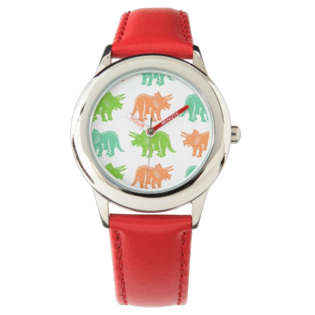 カラフルTriceratops Pattern Wristwatch 腕時計 (正面)