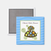 カラフルTurtle Rectangle Friend Magnet – 青 マグネット (正面/裏面)