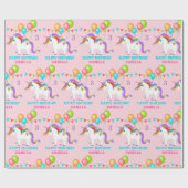 カラフルUnicorn誕生日の名前と年齢のカスタマイズ ラッピングペーパー (フラット)
