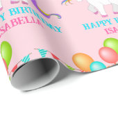カラフルUnicorn誕生日の名前と年齢のカスタマイズ ラッピングペーパー (ロールコーナー)