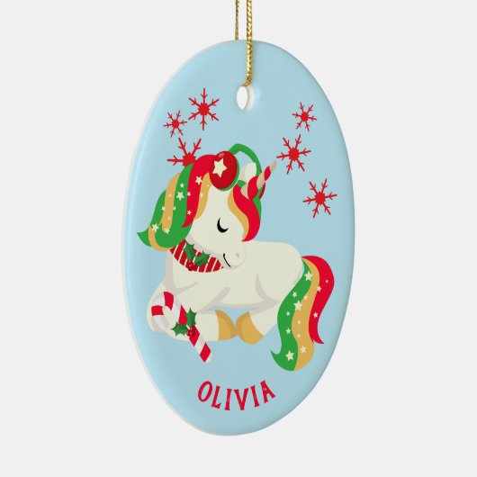 カラフルUnicorn Kidsクリスマス セラミックオーナメント (右)