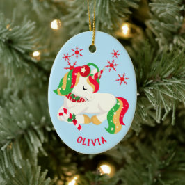 カラフルUnicorn Kidsクリスマス セラミックオーナメント