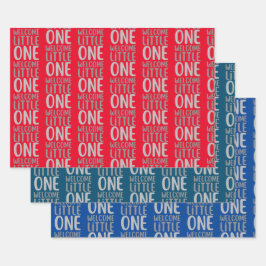 カラフルWelcome Little One」赤ちゃんシャワー ラッピングペーパーシート