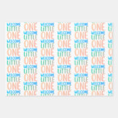 カラフルWelcome Little One」赤ちゃんシャワー ラッピングペーパーシート (正面)