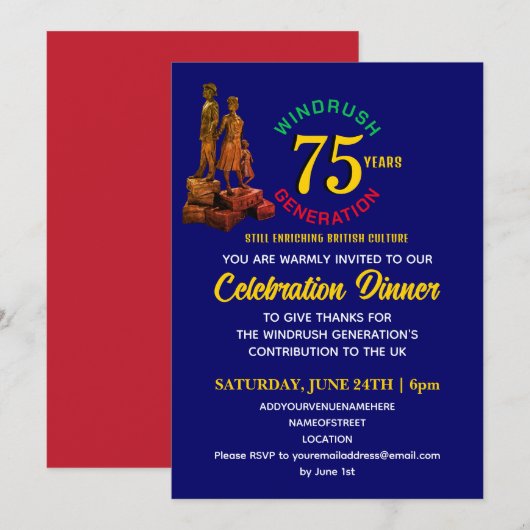 カラフルWINDRUSH GENERATION 75周年記念 招待状 (正面/裏面)