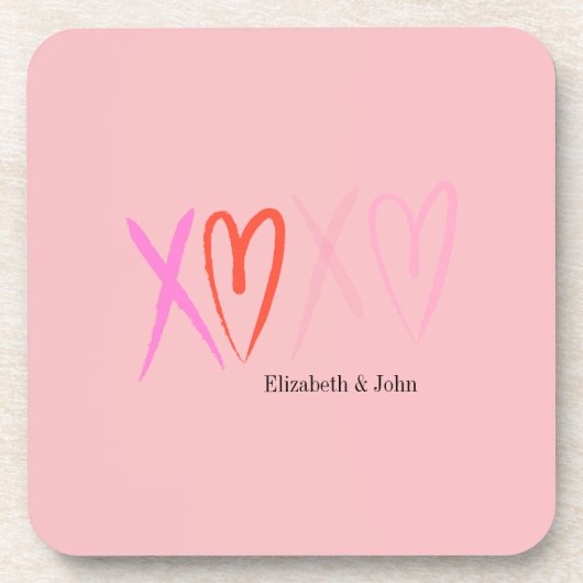 "カラフルXOXO"ハートバレンタインデー コースター (正面)