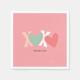 "カラフルXOXO"バレンタインデー スタンダードカクテルナプキン