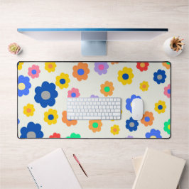 カラフルY2K小花インディ模様 デスクマット