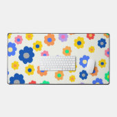 カラフルY2K小花インディ模様 デスクマット (キーボード&マウス)