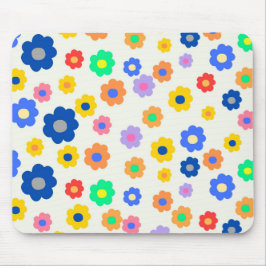 カラフルY2K小花インディ模様 マウスパッド