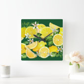 カラブリアの酸性レモン スクエア壁時計 (ホーム)