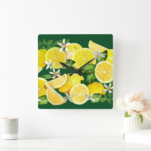 カラブリアの酸性レモン スクエア壁時計 (ホーム)
