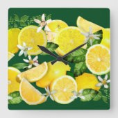 カラブリアの酸性レモン スクエア壁時計 (正面)