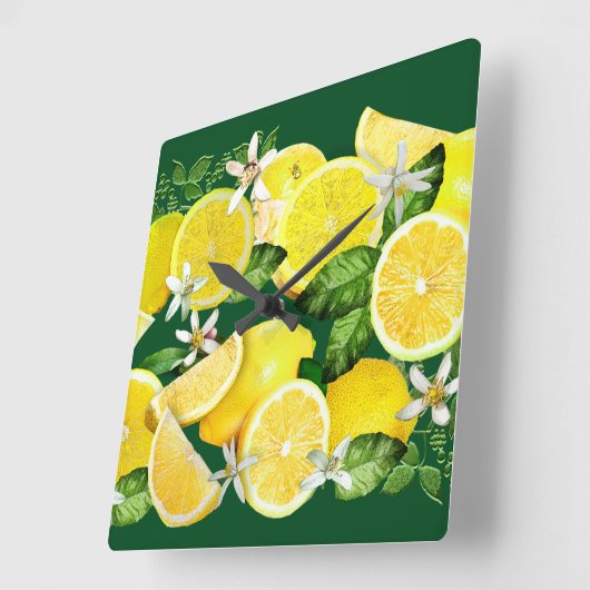 カラブリアの酸性レモン スクエア壁時計 (傾斜)