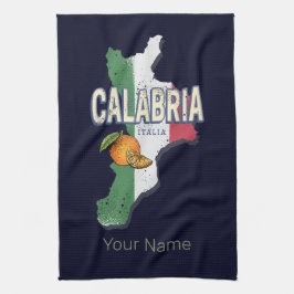 カラブリアイタリアレトロリージョンマップヴィンテージ土産 キッチンタオル