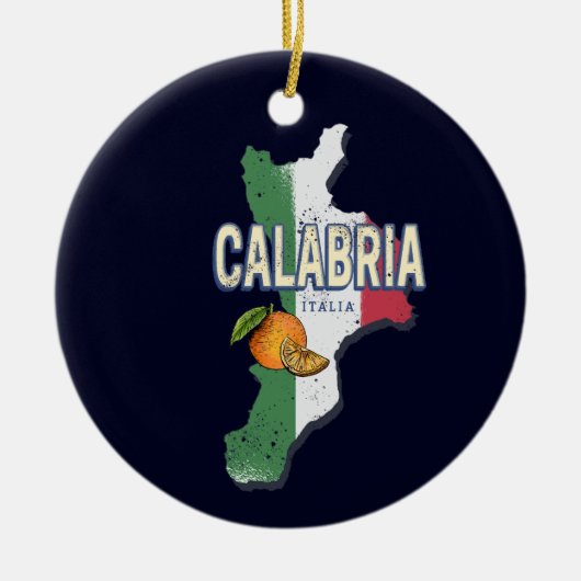 カラブリアイタリアレトロリージョンマップヴィンテージ土産 セラミックオーナメント (正面)