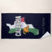 カラブリアイタリアレトロリージョンマップヴィンテージ土産 ビーチタオル (正面)