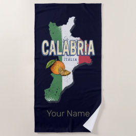 カラブリアイタリアレトロリージョンマップヴィンテージ土産 ビーチタオル