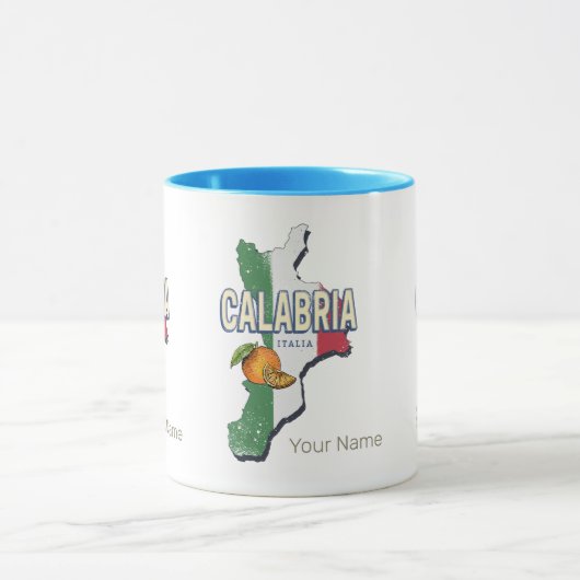 カラブリアイタリアレトロリージョンマップヴィンテージ土産 マグカップ (中央)