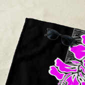 カラヘオハワイアンハイビスカスフローラタパ明るい赤紫色 ビーチタオル (インサイチュ)