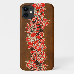 カラヘオハワイアンレッドハイビスカスタパウフェイクッド iPhone 11 ケース