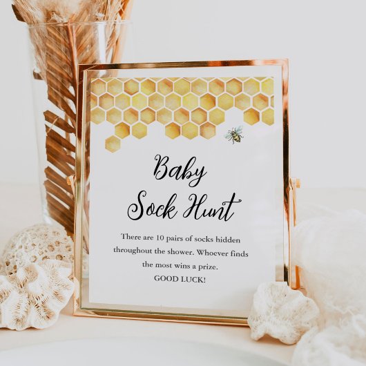 カラベビー靴下狩りベビシャワーゲームサイン ポスター