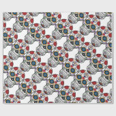 カラベラシュガースカルおもしろいフローラ赤白青 ラッピングペーパー (フラット)