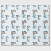 カラペンシルのイルカが水から飛び出す ラッピングペーパー (フラット)