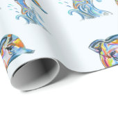 カラペンシルのイルカが水から飛び出す ラッピングペーパー (ロールコーナー)