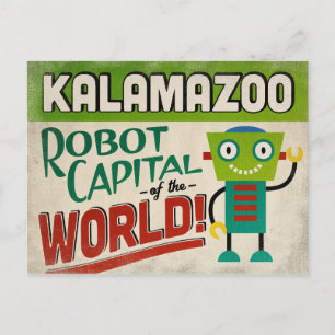 カラマズーミシガンロボット – おもしろいヴィンテージ ポストカード