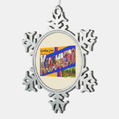 カラマズーミシガンヴィンテージ大文字葉書 スノーフレークピューターオーナメント (右)