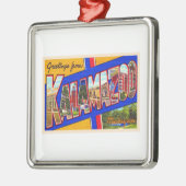 カラマズーミシガンヴィンテージ大文字葉書 メタルオーナメント (左)