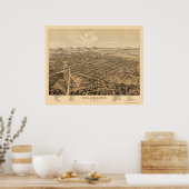 カラマズー, MIパノラママップ – 1874 ポスター (キッチン)