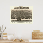 カラマズー， MIパノラママップ – 1883 ポスター (キッチン)