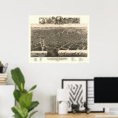 カラマズー， MIパノラママップ – 1883 ポスター (ホームオフィス)