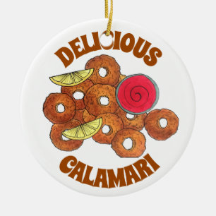 カラマリリングや輪イタリアンの揚げ前菜グルメ セラミックオーナメント