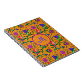 カラムカカラフルリ花黄バックグラウンドグリーン ノートブック (右側)