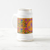 カラムカカラフルリ花黄バックグラウンドグリーン ビールジョッキ (正面左)