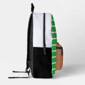 カラメルと白ストライプアクセント付き緑 プリントバックパック (左)