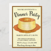 カラメルカスタードフランスペインのフードディナーパーティー 招待状 (正面/裏面)