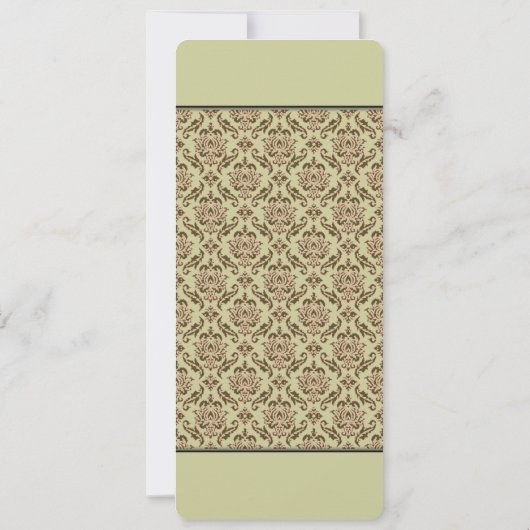 カラメルカフェゴールデンライムダマスクウェディング招待状 招待状 (裏面)