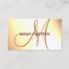 カラメルクリームシンプルでカスタムなモノグラムカード 名刺