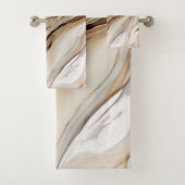 カラメルコーヒークリームフロー抽象芸術アート バスタオルセット (インサイチュ)