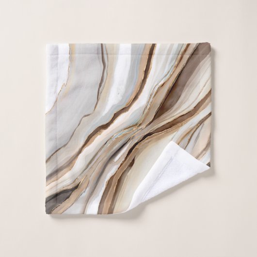 カラメルコーヒークリームフロー抽象芸術アート バスタオルセット (ウォッシュタオル)