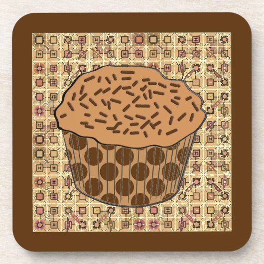 カラメルフロステッドカップケーキと散水器 コースター (正面)