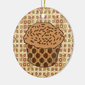 カラメルフロステッドカップケーキと散水器 セラミックオーナメント (左)