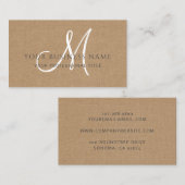 カラメルブラウンリネンシンプルモノグラム 名刺 (正面/裏面)