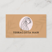 カラメルブラウン理容師リーフシェードメスヘア 名刺 (正面)