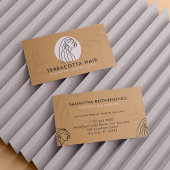 カラメルブラウン理容師リーフシェードメスヘア 名刺